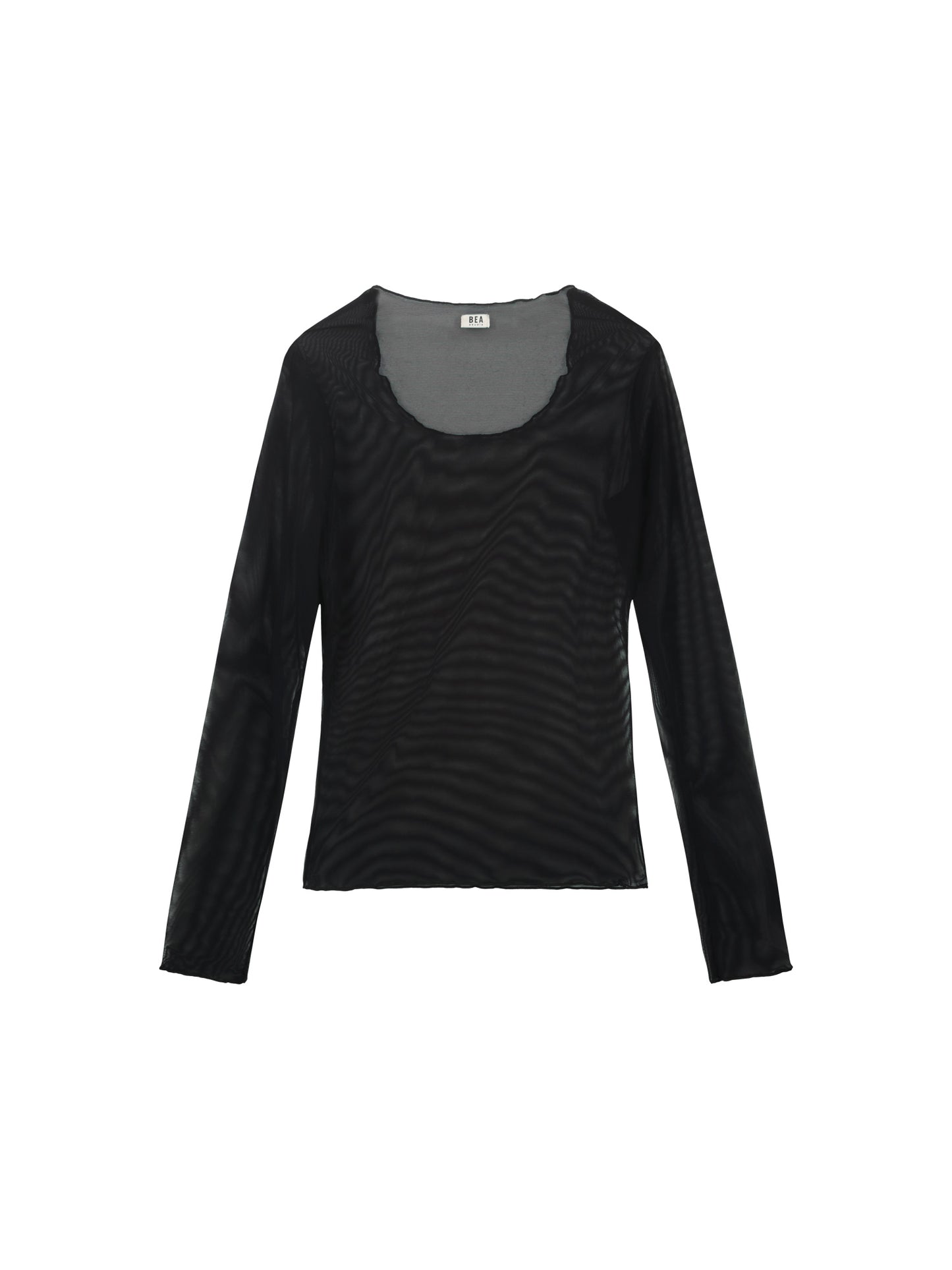 SHEER LONG SLEEVE TOP - NERO