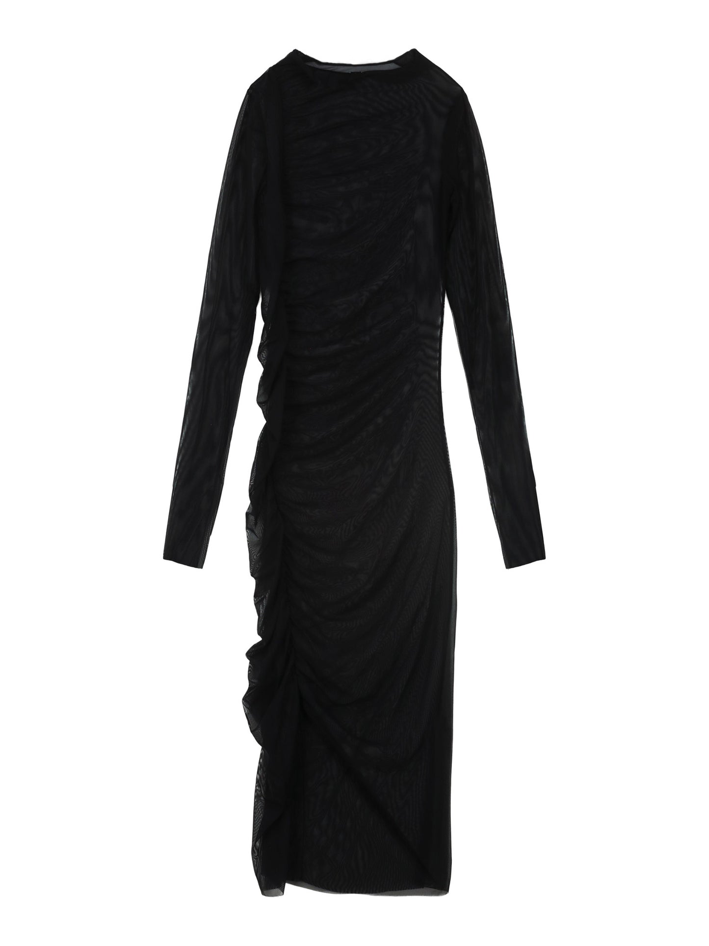 SHEER LONG VEST - BLACK