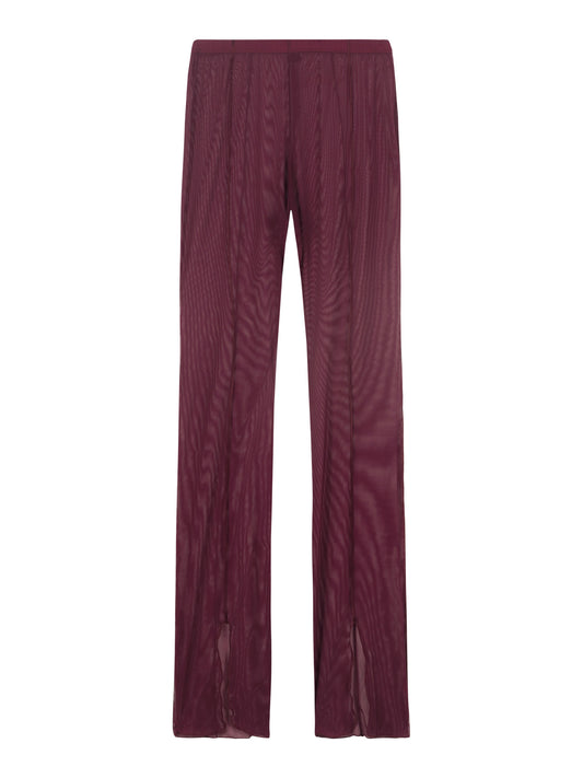 SHEER FLAIR PANTS - BURGUNDY