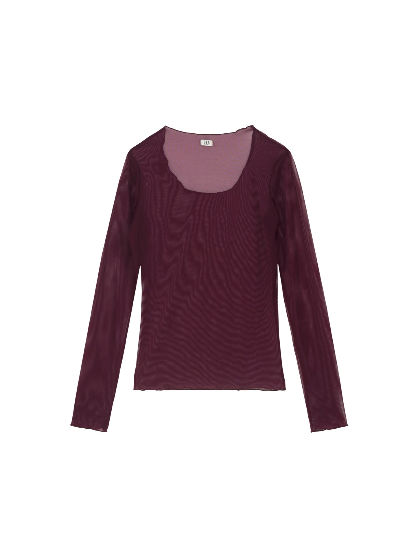 SHEER LONG SLEEVE TOP - BURGUNDY