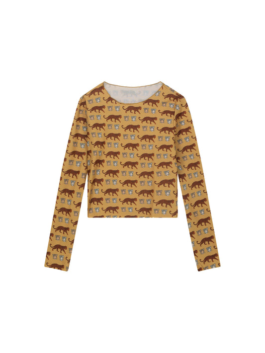 LONG SLEEVE TOP - LEOPARD sand