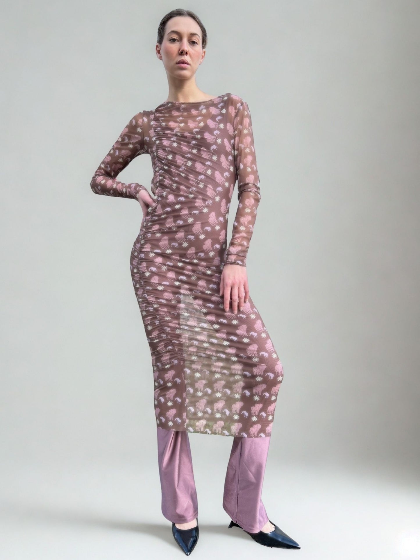 SHEER LONG VEST - ELEPHANT mud