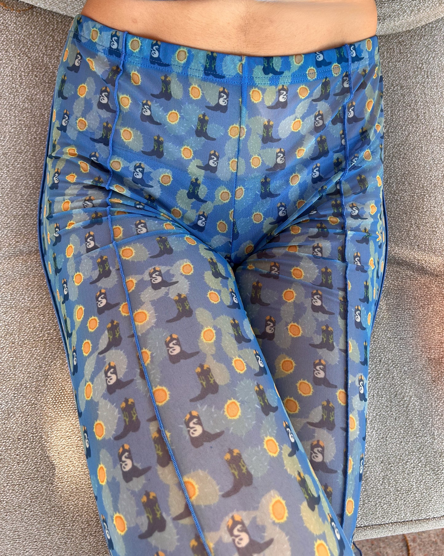 SHEER FLAIR PANTS - BLUE BOOTS