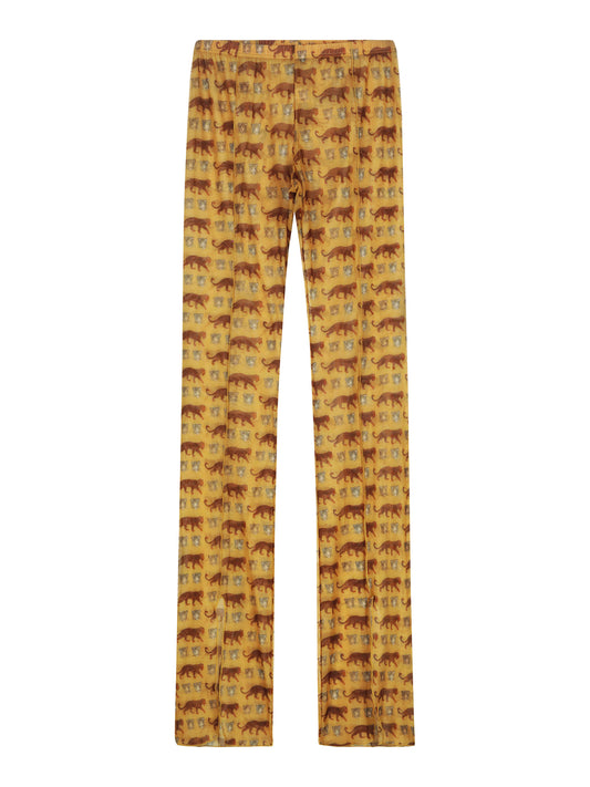 SHEER FLAIR PANTS - LEOPARDO sand