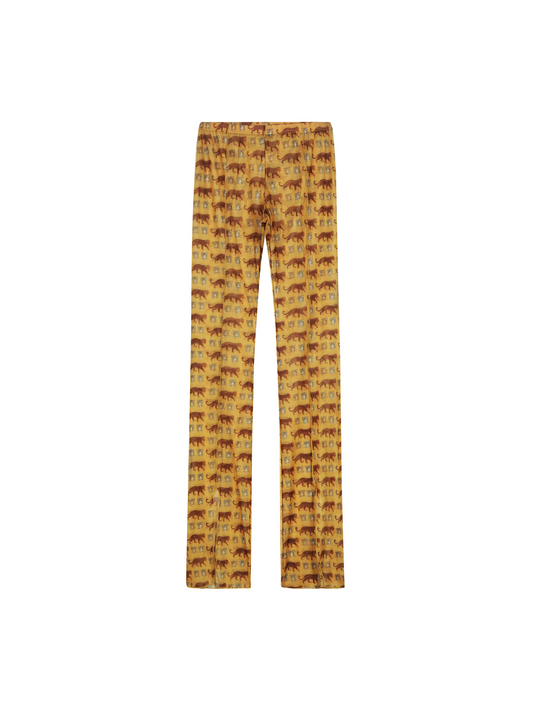 SHEER FLAIR PANTS - LEOPARD sand